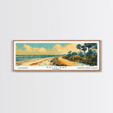 Palm Bay Florida Panoramic Wall Art, Mid Century Modern Framed Canvas Print, Retro Pop Art Travel Poster, City Art, Office Wall Decor, Living Room Art