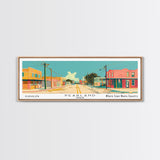 Pearland Texas Panoramic Painting, Mid Century Modern Framed Canvas Print, Retro Pop Art Travel Poster, City Art, Office Wall Decor, Living Room Art