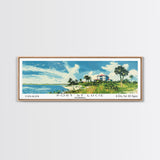 Port St. Lucie Florida Panoramic Painting, Mid Century Modern Framed Canvas Print, Retro Pop Art Travel Poster, City Art, Office Wall Decor, Living Room Art