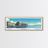 Providence Rhode Island Panoramic Wall Art, Mid Century Modern Framed Canvas Print, Retro Pop Art Travel Poster, City Art, Office Wall Decor, Living Room Art