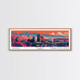 Reno Nevada Panoramic Painting, Mid Century Modern Framed Canvas Print, Retro Pop Art Travel Poster, City Art, Office Wall Decor, Living Room Art