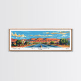 St. George Utah Panoramic Wall Art, Mid Century Modern Framed Canvas Print, Retro Pop Art Travel Poster, Office Wall Decor and Gift Idea