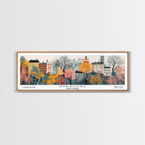 Syracuse New York Panoramic Wall Art, Mid Century Modern Framed Canvas Print, Retro Pop Art Travel Poster, Living Room and Office Decor