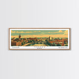 Topeka Kansas Panoramic Painting, Mid Century Modern Framed Canvas Print, Retro Pop Art Travel Poster, Home and Office Wall Art Decor