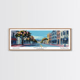 Vallejo California Panoramic Painting, Mid Century Modern Framed Canvas Print, Retro Pop Art Travel Poster, Office Wall Art, Home Decoration