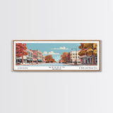 Warren Michigan Panoramic Painting, Mid Century Modern Framed Canvas Print, Retro Pop Art Travel Poster, Office Wall Art, Home Decoration