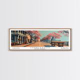 Charleston South Carolina Panoramic Painting, Framed Canvas Print, Mid Century Modern Wall Art, Retro Pop Art Travel Poster, Home Decor, City Art