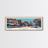 Columbus Georgia Panoramic Painting, Framed Canvas Print, Mid Century Modern Wall Art, Retro Pop Art Travel Poster, Home Decor, City Art