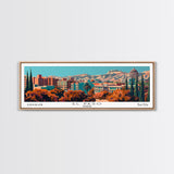 El Paso Texas Panoramic Painting, Framed Canvas Print, Mid Century Modern Wall Art, Retro Pop Art Travel Poster, Home Decor, City Art