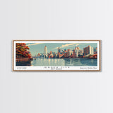 Jersey City New Jersey Panoramic Painting, Framed Canvas Print, Mid Century Modern Wall Art, Retro Pop Art Travel Poster, Cityscape Decor, Office Wall Art, Home Decor