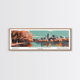 Montgomery Alabama Panoramic Painting, Mid Century Modern Framed Canvas Print, Retro Pop Art Travel Poster, Living Room Wall Decor