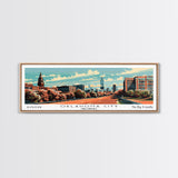 Oklahoma City Oklahoma Panoramic Wall Art, Mid Century Modern Framed Canvas Print, Retro Pop Art Travel Poster, Office Decor, Gift Idea