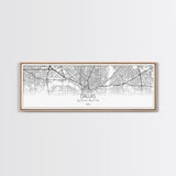 Panoramic Dallas City Map, Texas Art, Map Print, Minimalist Wall Art, Canvas Art, Housewarming Gift, Street Map Art, Closing Gift