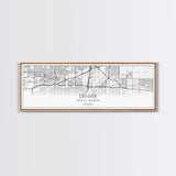 Panoramic Denver City Map, Colorado Art, Map Print, Minimalist Wall Art, Canvas Art, Housewarming Gift, Street Map Art, Closing Gift