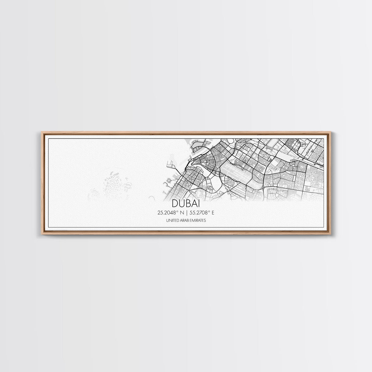 Panoramic Dubai City Map, United Arab Emirates Art, Map Print, Minimalist Wall Art, Canvas Art, Housewarming Gift, Street Map, Closing Gift