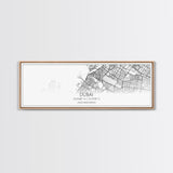 Panoramic Dubai City Map, United Arab Emirates Art, Map Print, Minimalist Wall Art, Canvas Art, Housewarming Gift, Street Map, Closing Gift