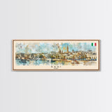 Bari Italy Panoramic Travel Poster, Framed Canvas Print or Metal Wall Art, Travel Art, Home Decor, Panoramic Painting, Midcentury Art