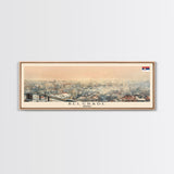 Belgrade Serbia Panoramic Travel Poster, Framed Canvas Print or Metal Wall Art, Travel Art, Home Decor, Panoramic Painting, Midcentury Art