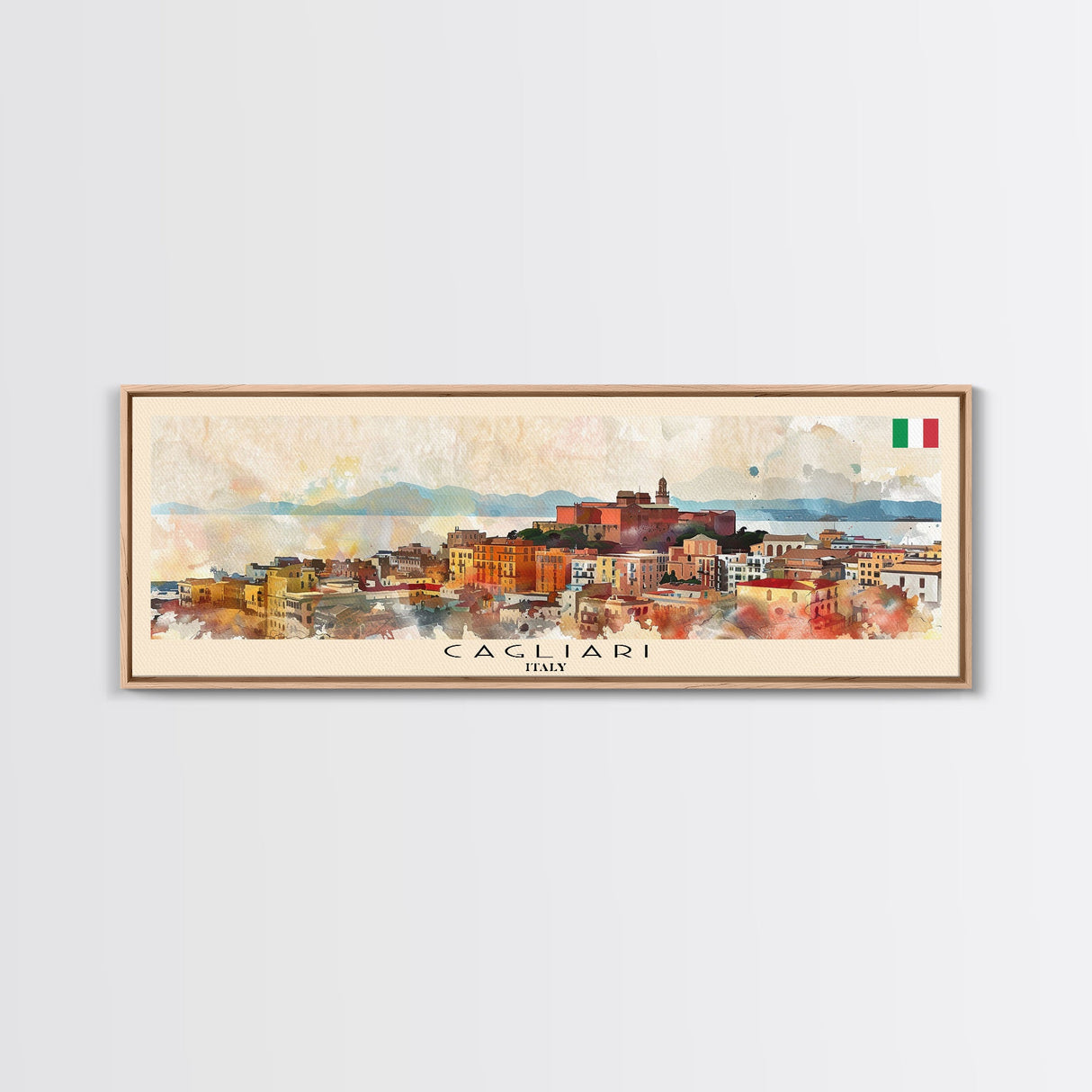 Cagliari Italy Wall Art, Panoramic Travel Poster, Panoramic Framed Canvas Print, City Wall Art, Wall Hanging Home Decor, Travel Art