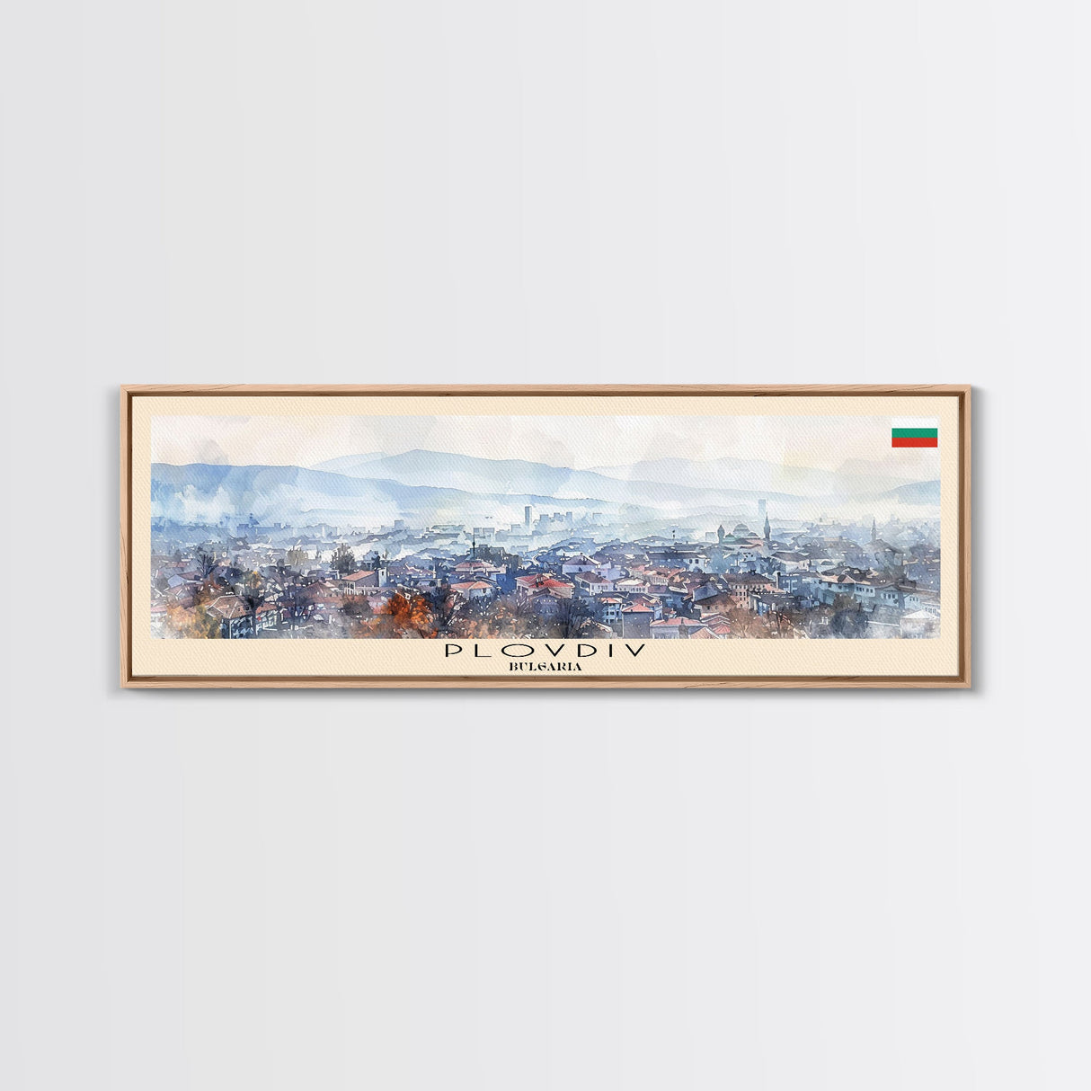 Plovdiv Bulgaria Travel Art, City Art, Framed Canvas Print or Metal Wall Art, Europe Travel Poster, Panoramic Wall Art, Extra Wide Wall Art