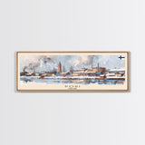 Pori Finland Travel Art, City Art, Framed Canvas Print or Metal Wall Art, Europe Travel Poster, Panoramic Wall Art, Extra Wide Wall Art