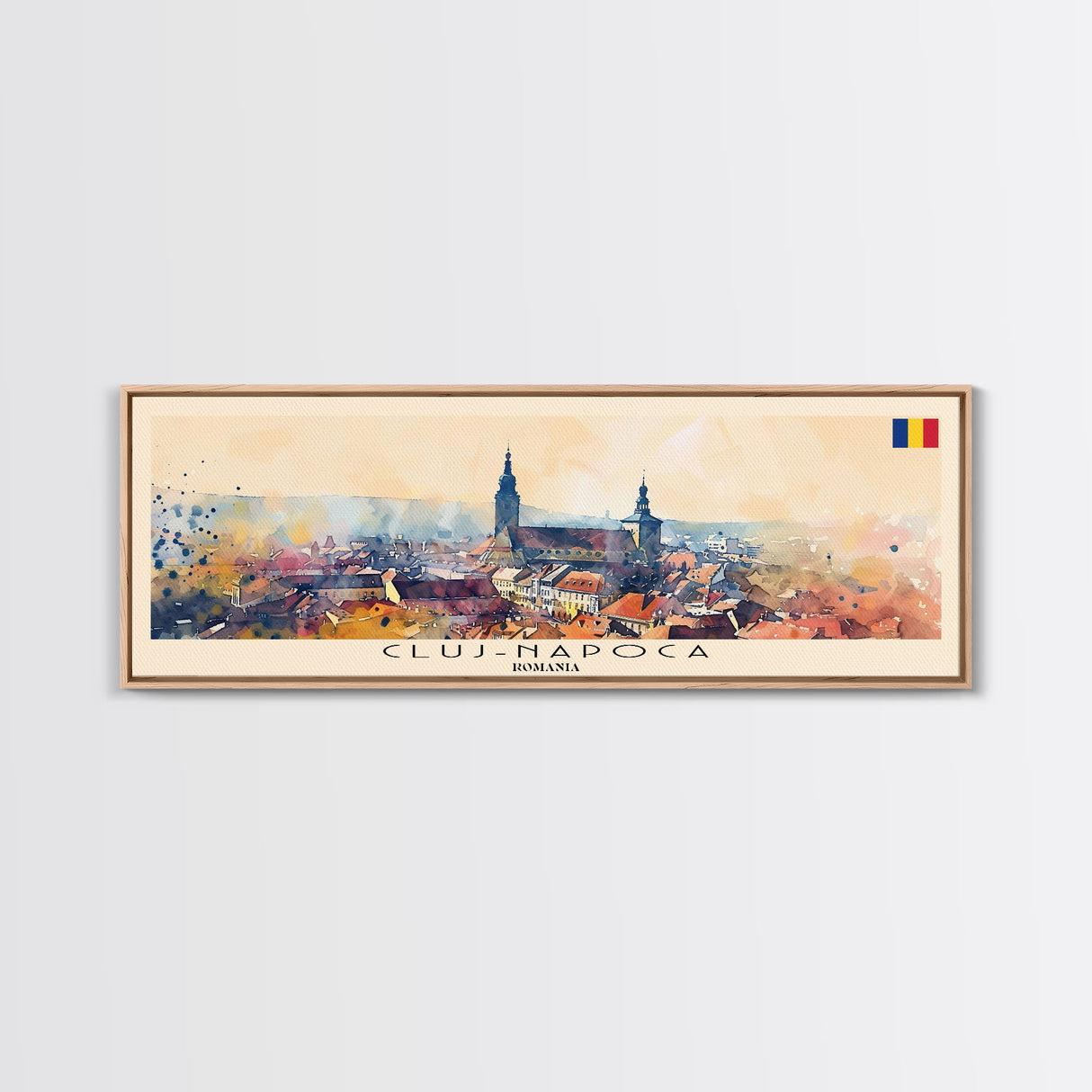 Cluj Napoca Romania Travel Print Wall Art, Panoramic City Art, Travel Art, Wall Decor, Vacation Gift, Framed Canvas Print Or Metal Art