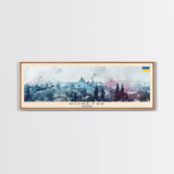 Donetsk Ukraine Panoramic Travel Poster, Framed Canvas Print or Metal Wall Art, Travel Art, Home Decor, Panoramic Painting, Midcentury Art