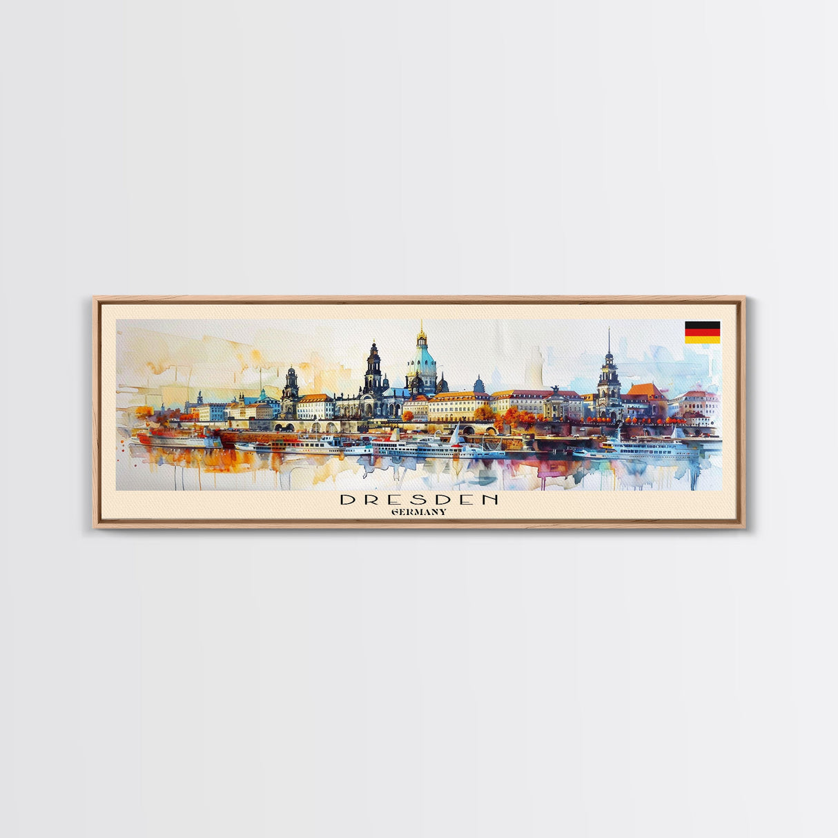 Dresden Germany Travel Art, City Art, Framed Canvas Print or Metal Wall Art, Europe Travel Poster, Panoramic Wall Art, Extra Wide Wall Art