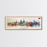 Dresden Germany Travel Art, City Art, Framed Canvas Print or Metal Wall Art, Europe Travel Poster, Panoramic Wall Art, Extra Wide Wall Art