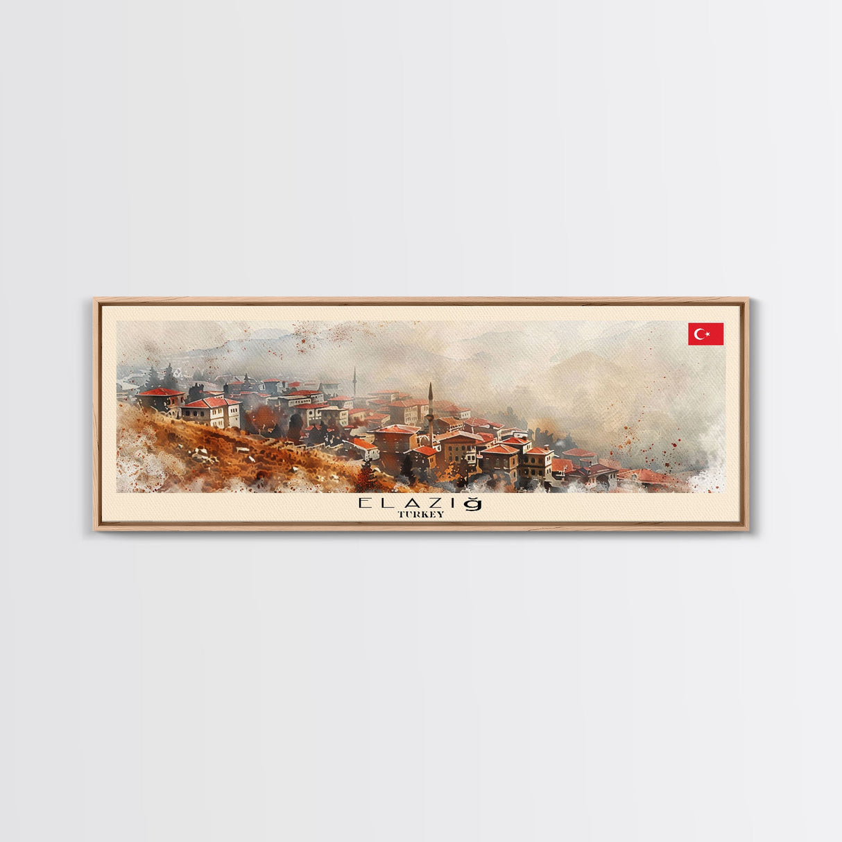 Elaz Turkey Wall Art, Panoramic Travel Poster, Panoramic Framed Canvas Print, City Wall Art, Wall Hanging Home Decor, Travel Art