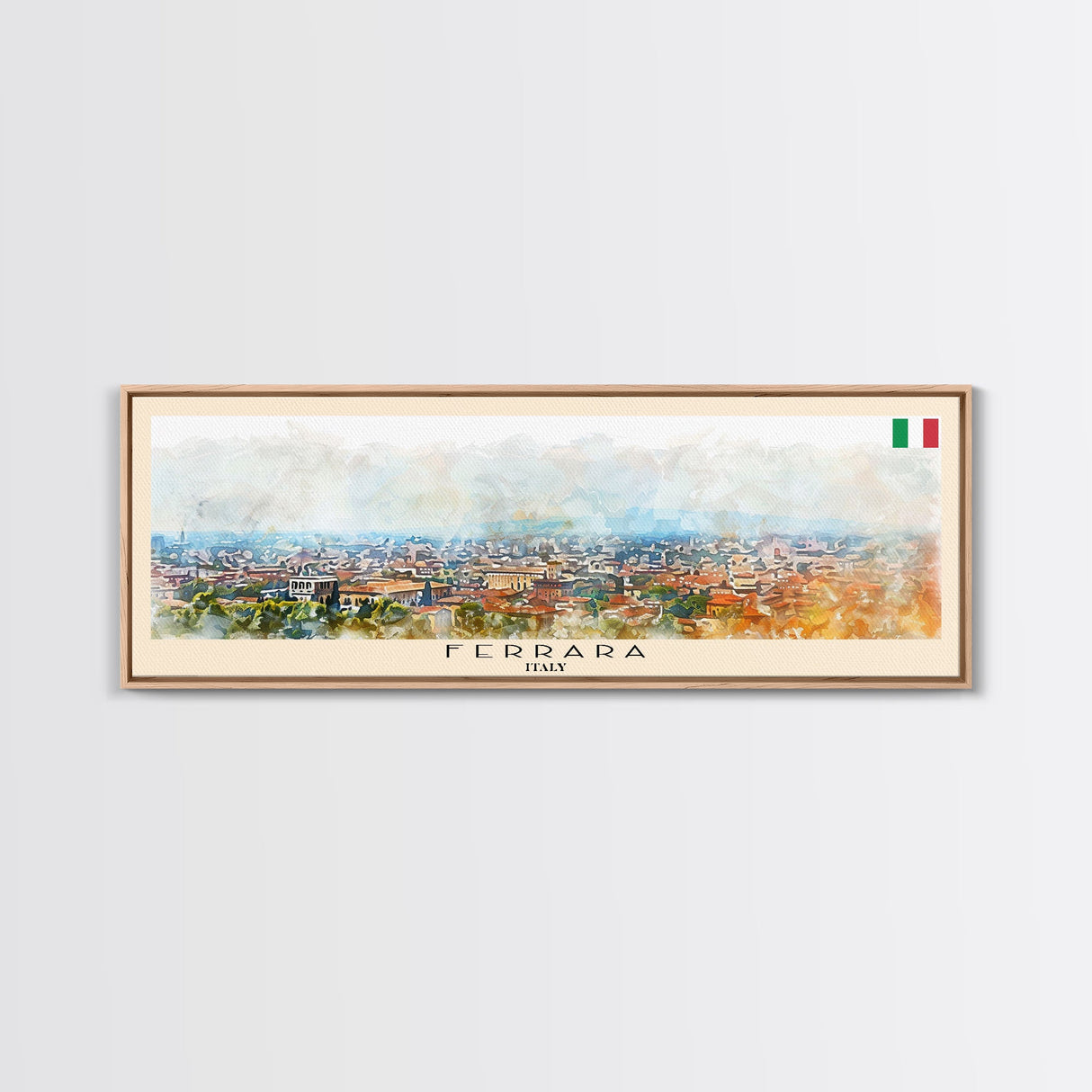 Ferrara Italy Travel Art, City Art, Framed Canvas Print or Metal Wall Art, Europe Travel Poster, Panoramic Wall Art, Extra Wide Wall Art