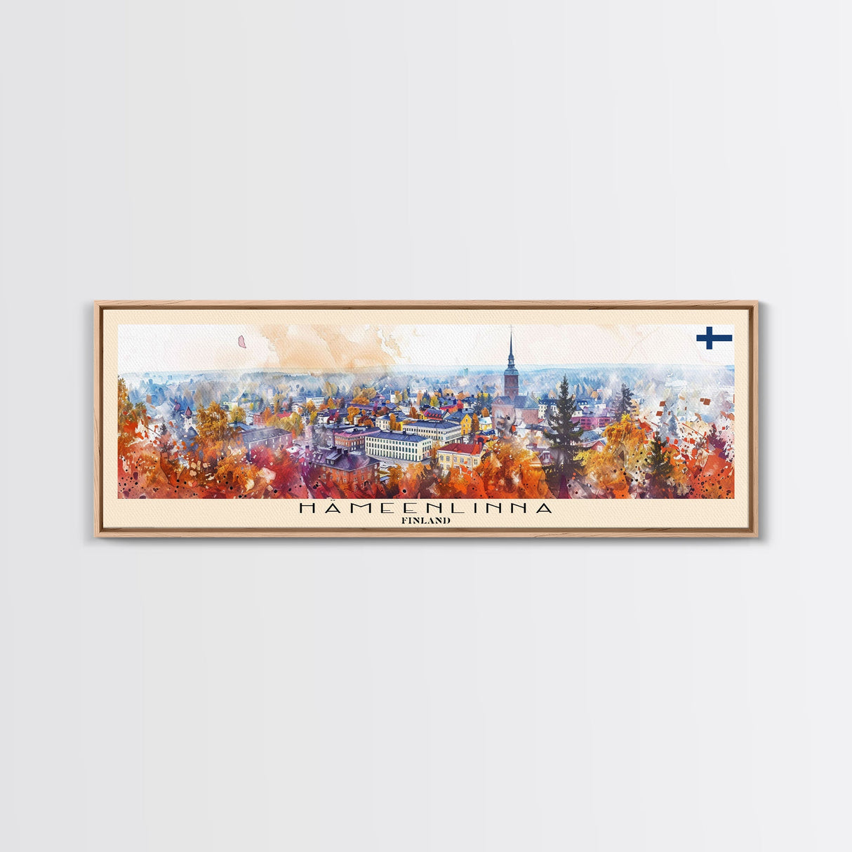 Hameenlinna Finland Travel Art, City Art, Framed Canvas Print or Metal Wall Art, Europe Travel Poster, Panoramic Wall Art, Extra Wide Wall Art