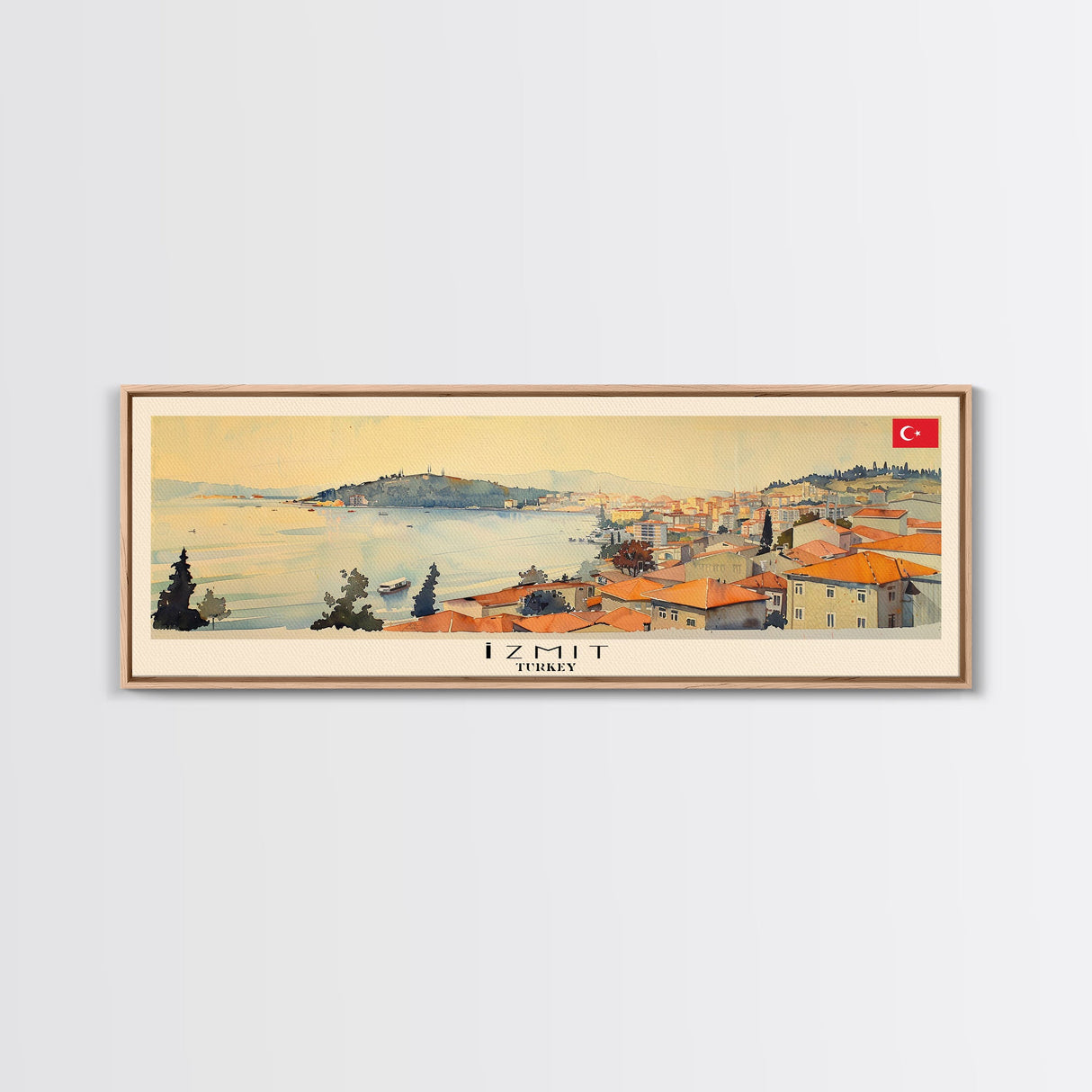 Izmit Turkey Travel Art, City Art, Framed Canvas Print or Metal Wall Art, Europe Travel Poster, Panoramic Wall Art, Extra Wide Wall Art