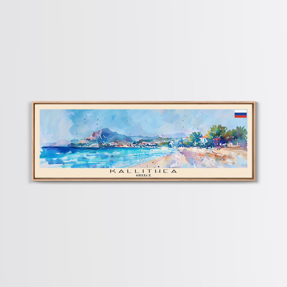 Kallithea Greece Travel Art, City Art, Framed Canvas Print or Metal Wall Art, Europe Travel Poster, Panoramic Wall Art, Extra Wide Wall Art