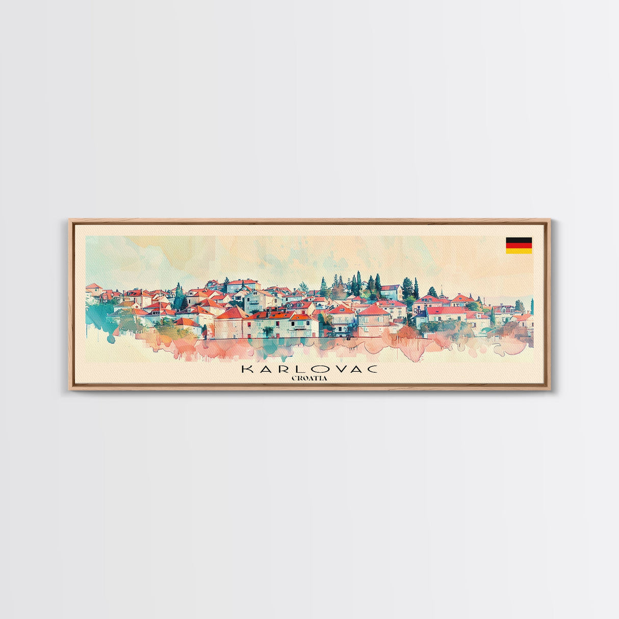 Karlovac Croatia Travel Art, City Art, Framed Canvas Print or Metal Wall Art, Europe Travel Poster, Panoramic Wall Art, Extra Wide Wall Art