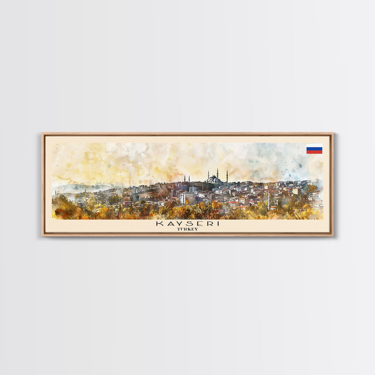 Kayseri Turkey Travel Art, City Art, Framed Canvas Print or Metal Wall Art, Europe Travel Poster, Panoramic Wall Art, Extra Wide Wall Art