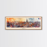 Lille France Wall Art, Panoramic Travel Poster, Panoramic Framed Canvas Print, City Wall Art, Wall Hanging Home Decor, Travel Art