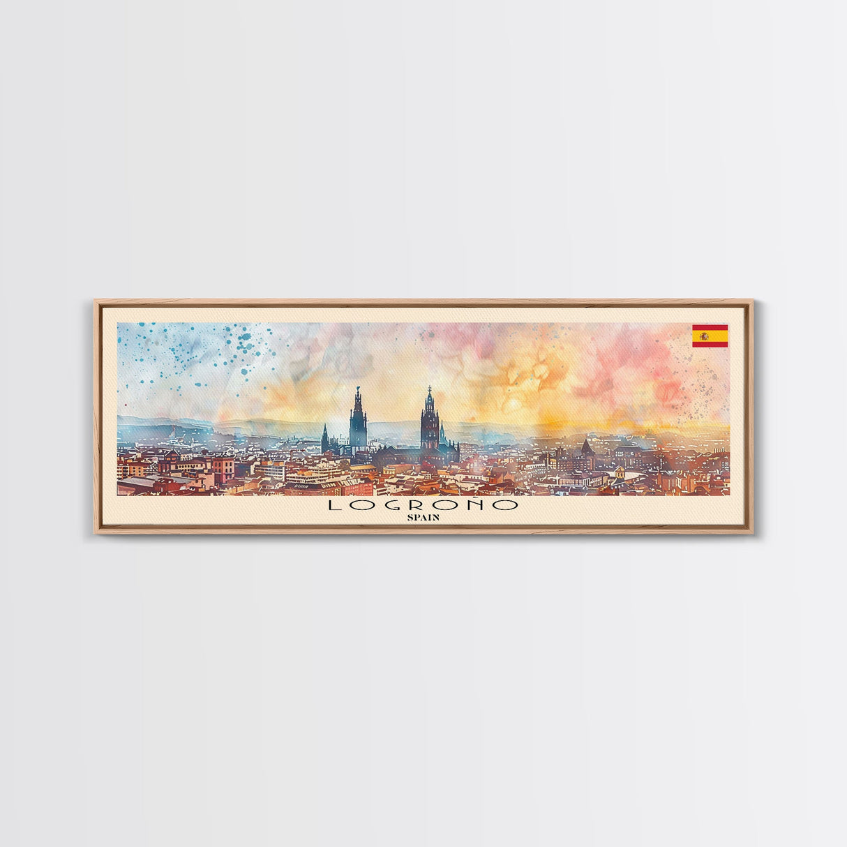 Logroño Spain Travel Art, City Art, Framed Canvas Print or Metal Wall Art, Europe Travel Poster, Panoramic Wall Art, Extra Wide Wall Art