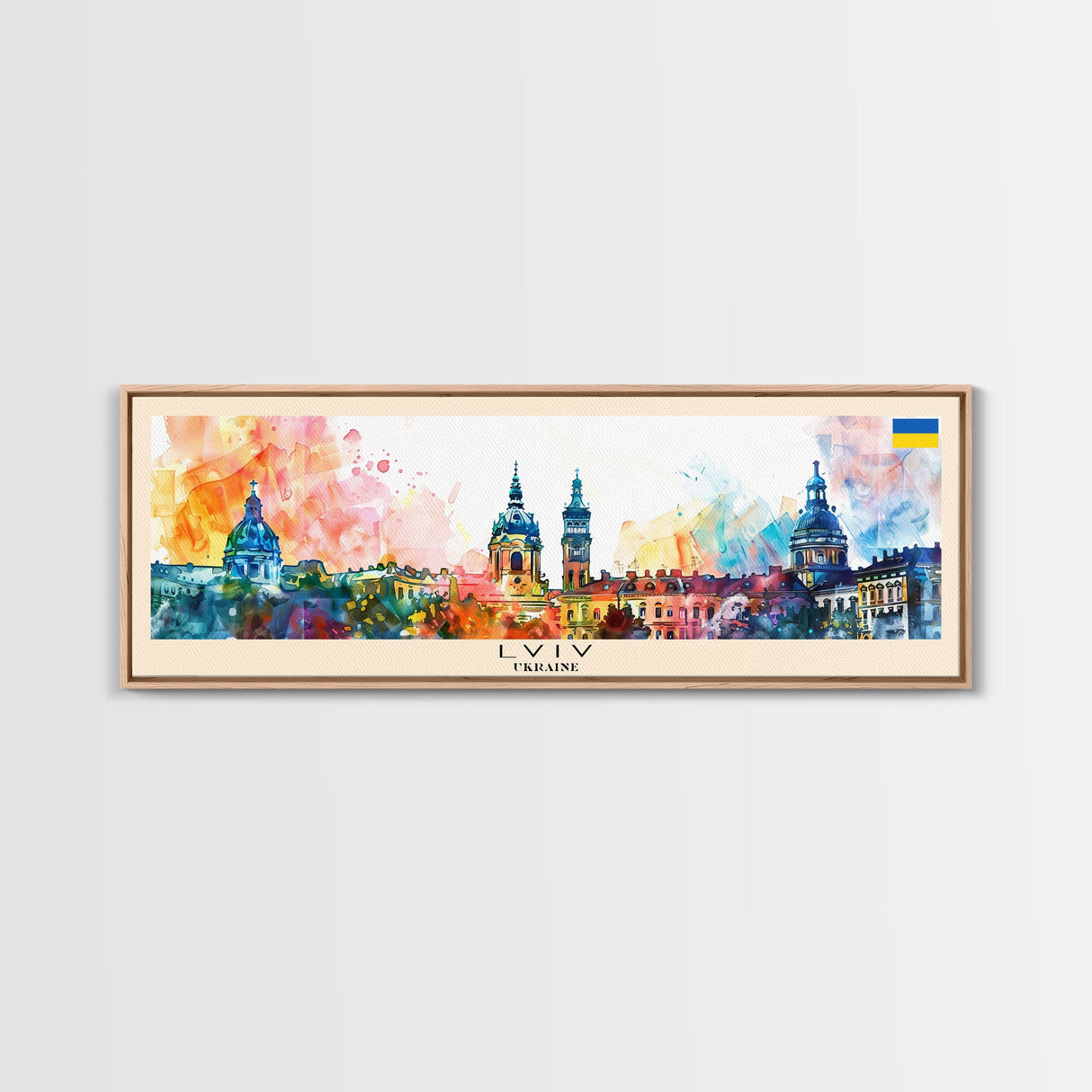 Lviv Ukraine Wall Art, Panoramic Travel Poster, Panoramic Framed Canvas Print, City Wall Art, Wall Hanging Home Decor, Travel Art