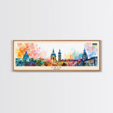 Lviv Ukraine Wall Art, Panoramic Travel Poster, Panoramic Framed Canvas Print, City Wall Art, Wall Hanging Home Decor, Travel Art