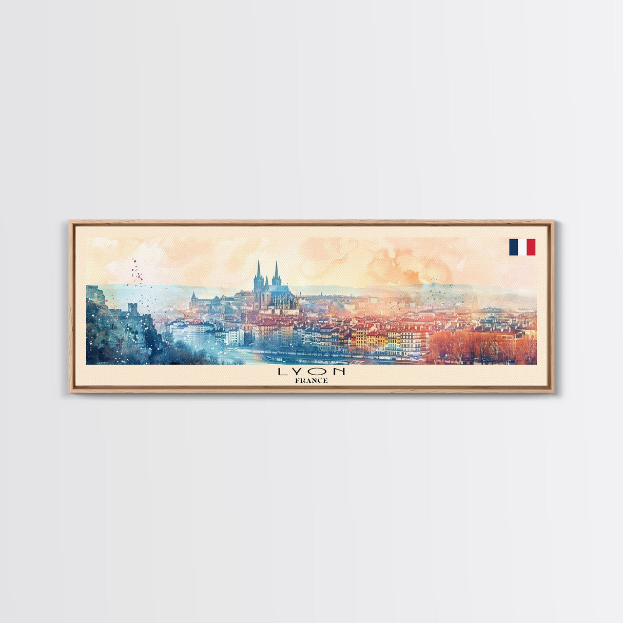 Lyon France Travel Print Wall Art, Panoramic City Art, Travel Art, Wall Decor, Vacation Gift, Framed Canvas Print Or Metal Art