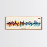 Manchester United Kingdom Panoramic Travel Poster, Framed Canvas Print or Metal Wall Art, Travel Art, Home Decor, Panoramic Painting, Midcentury Art