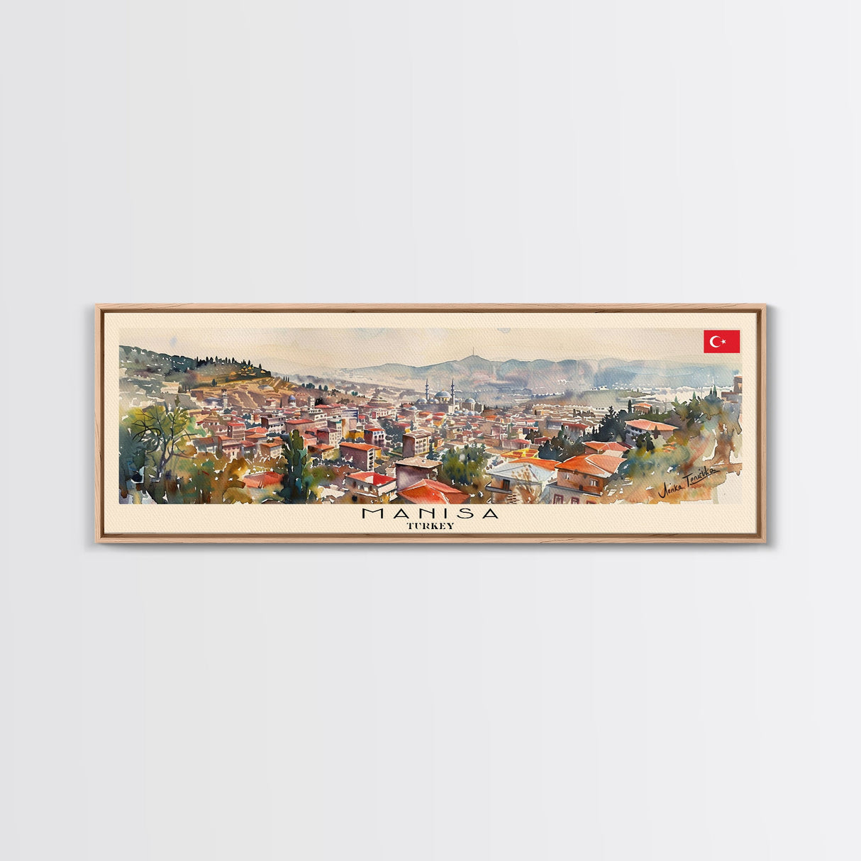 Manisa Turkey Wall Art, Panoramic Travel Poster, Panoramic Framed Canvas Print, City Wall Art, Wall Hanging Home Decor, Travel Art