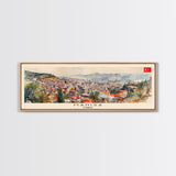 Manisa Turkey Wall Art, Panoramic Travel Poster, Panoramic Framed Canvas Print, City Wall Art, Wall Hanging Home Decor, Travel Art