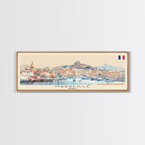 Marseille France Travel Print Wall Art, Panoramic City Art, Travel Art, Wall Decor, Vacation Gift, Framed Canvas Print Or Metal Art