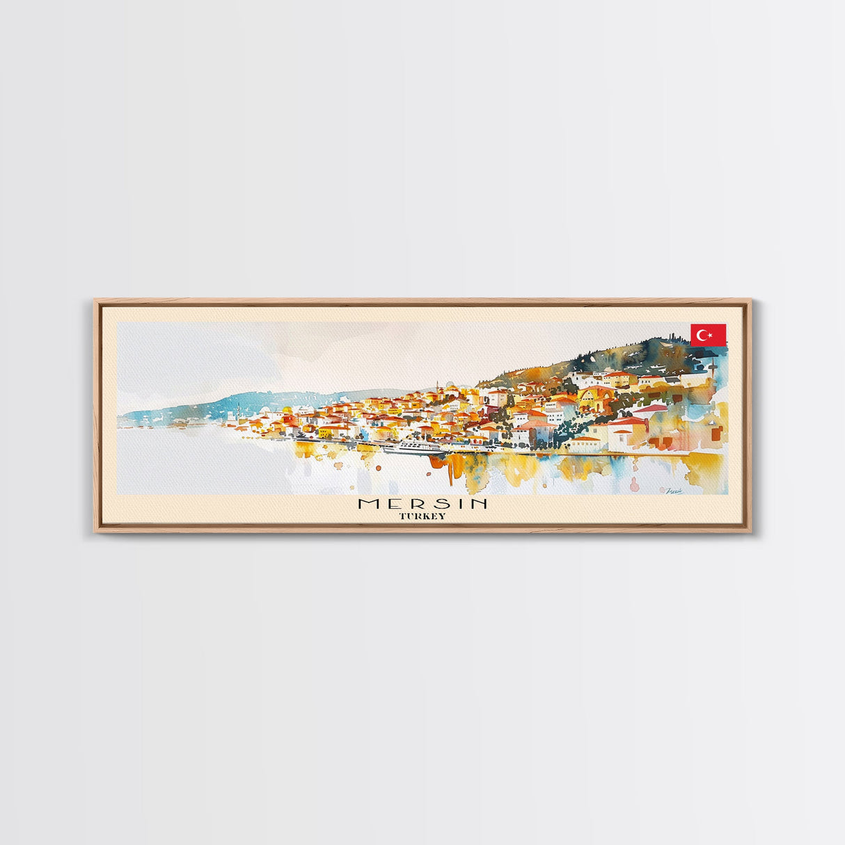 Mersin Turkey Wall Art, Panoramic Travel Poster, Panoramic Framed Canvas Print, City Wall Art, Wall Hanging Home Decor, Travel Art