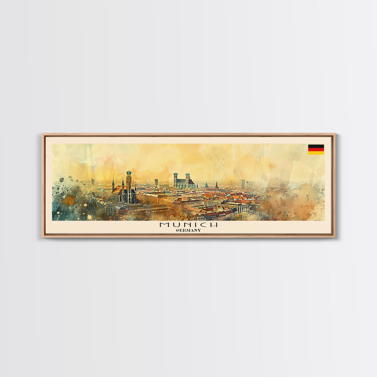 Munich Germany Wall Art, Panoramic Travel Poster, Panoramic Framed Canvas Print, City Wall Art, Wall Hanging Home Decor, Travel Art