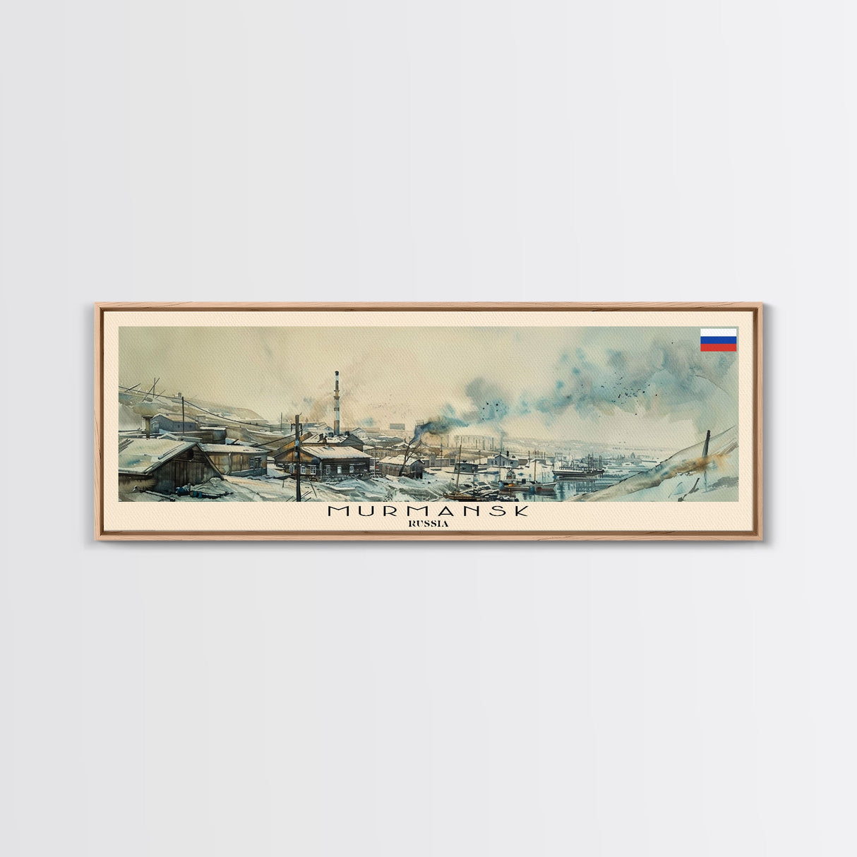 Murmansk Russia Panoramic Travel Poster, Framed Canvas Print or Metal Wall Art, Travel Art, Home Decor, Panoramic Painting, Midcentury Art