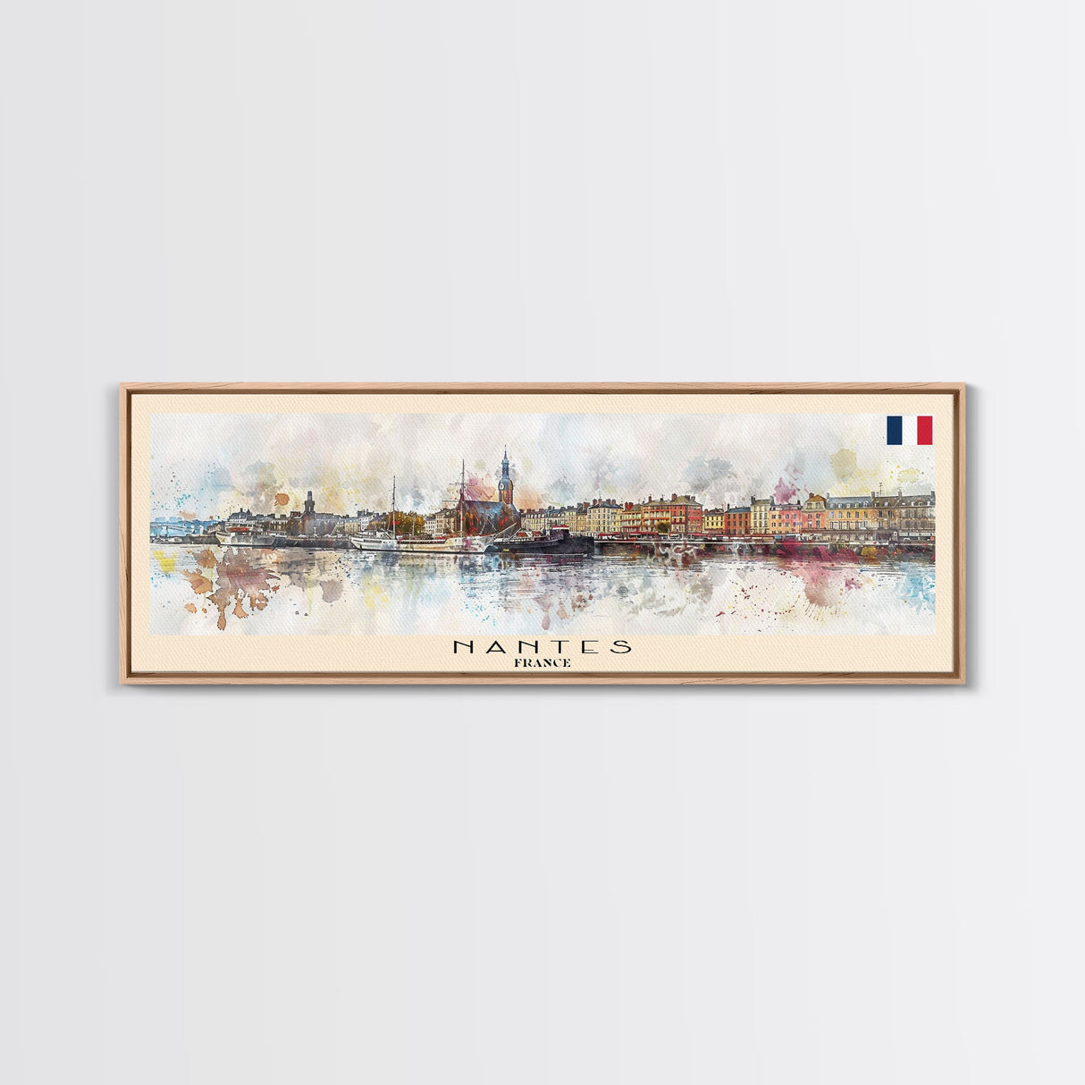 Nantes France Travel Print Wall Art, Panoramic City Art, Travel Art, Wall Decor, Vacation Gift, Framed Canvas Print Or Metal Art