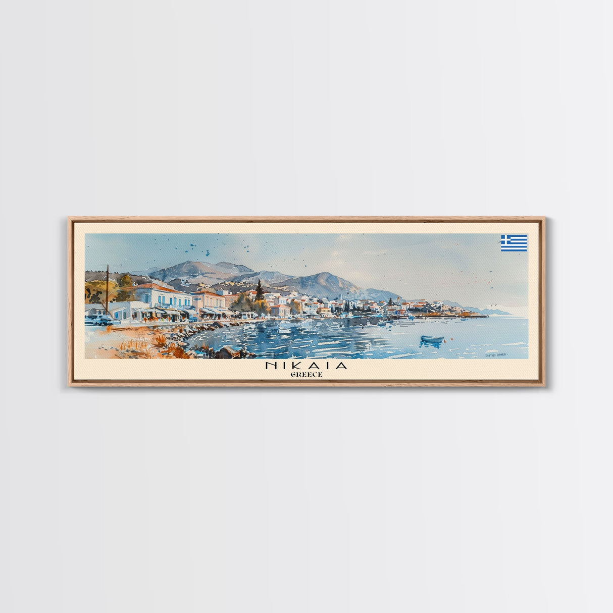 Nikaia Greece Wall Art, Panoramic Travel Poster, Panoramic Framed Canvas Print, City Wall Art, Wall Hanging Home Decor, Travel Art